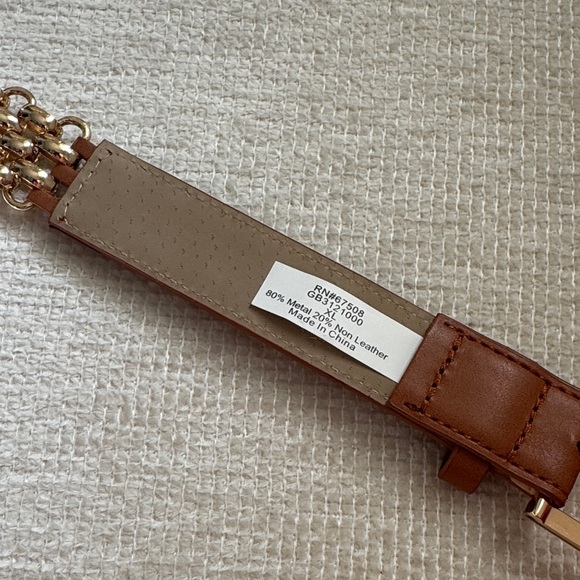 Giani Bernini Womens Gold Metal Link Belt W Cognac Brown - Picture 7 of 13